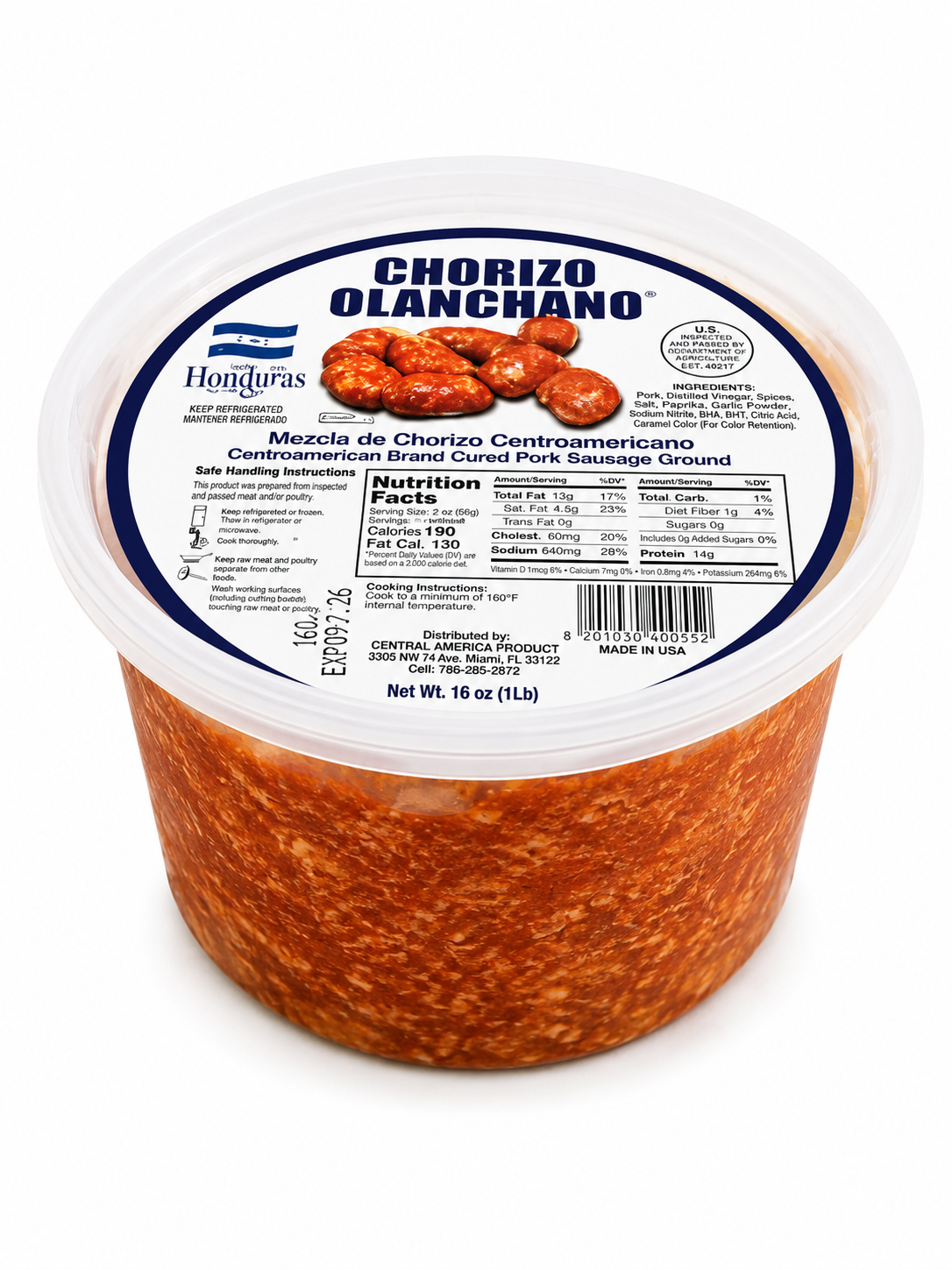 Chorizo molido preparado